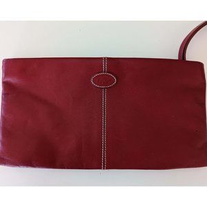 Red leather clutch purse